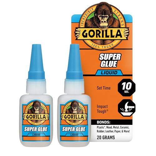 Gorilla Super Glue, 20 Gram, Clear, (Pack of 2)