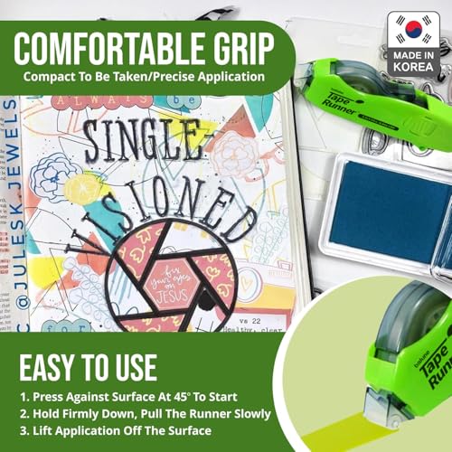 TAPE RUNNER Double Sided Adhesive with Dispenser Roller Included - Photo Safe, Sticky, Clear & No Mess - Ideal for Scrapbooking, Crafts & More - Retractable (315 inches per Cartridge), 40 Cartridge