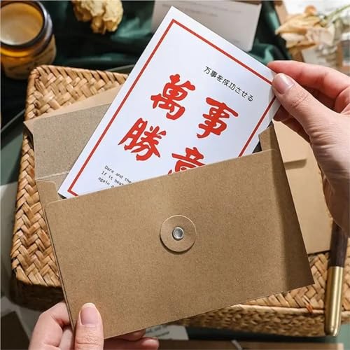 Durable 200pcs with String Tie Closure Clasp Kraft Paper Envelopes Retro Invitation Card Vintage Brown European Style