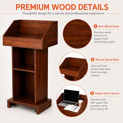 BGEDL Floor Standing Podium Speaking Lectern Stand Portable Podium Stand
