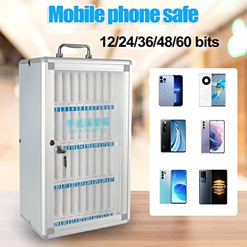 12/24/36 Bit Aluminum Alloy Pocket Chart Cell Phones Storage Cabinet for Cell Phones, Wall-Mounted with A Locked, Can Be Carried by Hand for Classroom Office Factory