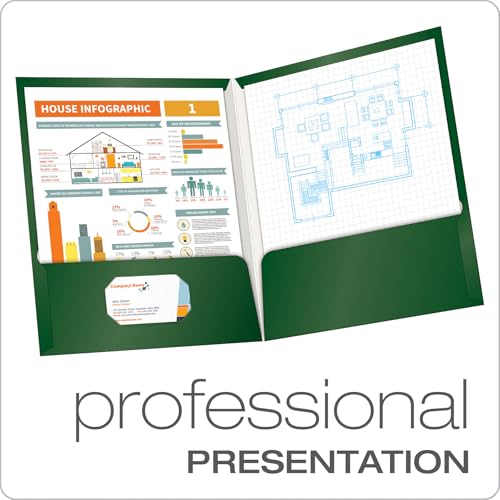 Oxford Showfolio Laminated Twin Pocket Folders, Letter Size, Green, 25 per Box (51717)