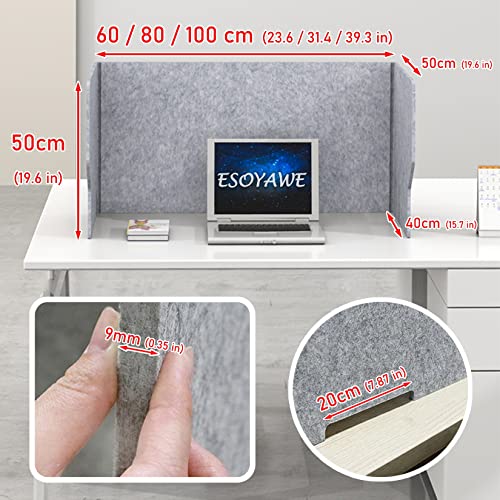 ESOYAWE Freestanding Desktop Partition 2 Piece Set, Lightweight Polyester Fiber Acoustic Desk Divider, Desk Privacy Panel for Telecommuting Classroom Testing Web Conferencing (Size : 32inch (80cm))