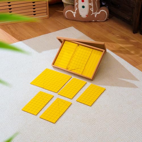 Premium Montessori Math Materials, Yellow Area Measurement Geometric Board Beechwood , 2D Shape Area Formula Manipulatives for Triangles & Polygons, Homeschool Classroom Geometry Tools for Kids 6-12