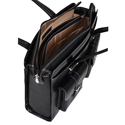 McKlein, W Series, Alexis, Top Grain Cowhide Leather, 14" Leather Ladies' Laptop Briefcase, Black (96545)