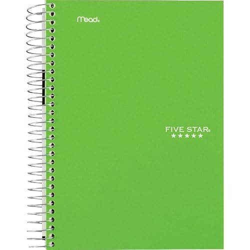 Five Star Small Spiral Notebooks, 6 Pack, 5 Subject, College Ruled Paper, 180 Sheets, Small, 9-1/2" x 6", Amethyst Purple, Sedona Orange, Seaglass Green, Tidewater Blue, Gray, Black (73527)