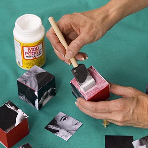 200 Pack 1 inch Foam Brush Bulk Foam Paint Brush Sponge Paint Brush with Wood Handle for Acrylics, Stains, Varnishes, Crafts