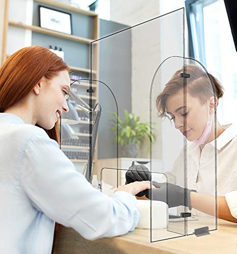 Clear Acrylic Single Panel Sneeze Guard (24"x31") w/Opening for Salon, Manicure, Nails, Counter, Reception, Checkout- Protect/Shield Employee, Cashier, and Customer from Coughing and Sneezing