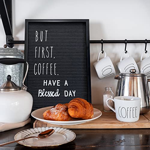 Letter Board Sign Felt Board with Skinny Pre Cut Letters 12x17 Inch Black