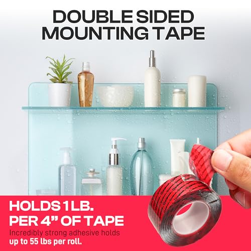 GripBond Clear Double Sided Tape, 4 Rolls (18.3 Ft), 1.2”x220” – Clear Mounting Tape for Hanging Picture, Poster, Carpet, Photo Decorations - Nano Adhesive for Home, Office, Indoor & Outdoor Use