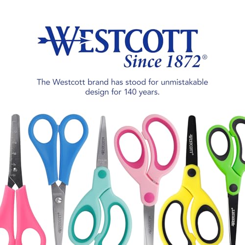 Westcott E-2053S 00 Soft Grip Kids 5 inch Scissors - Assorted Colours (Set of 24)