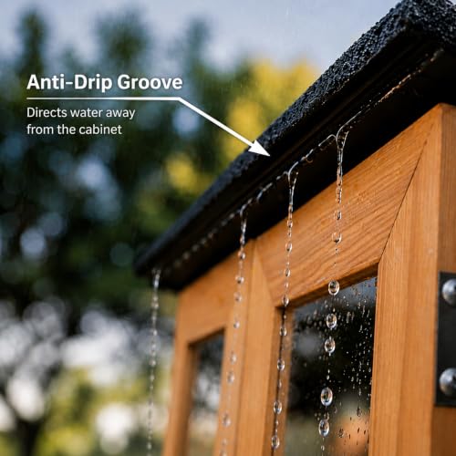 Sylbray Little Library Box Outdoor with LED Lights, Larch Wood, Waterproof