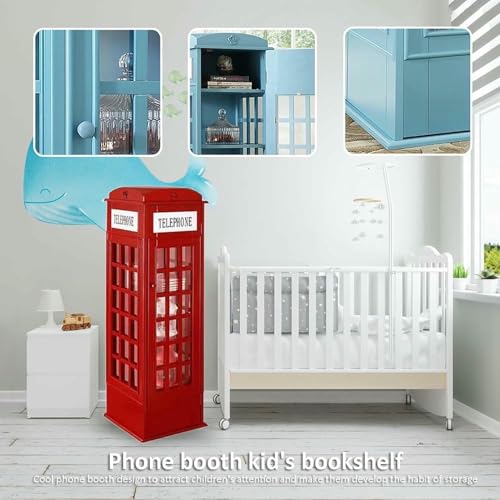 MNJVCFDS Telephone Booth Bookshelf, Small Floor Standing Bookcase Storage Rack, Phone Booth Storage Cabinet Organizer Display Bookshelf