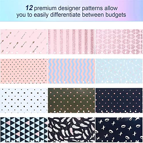 QERTYHKK 31 Pieces A6 Binder Budget Cash Envelope Planner Organizer with 12 Money Envelopes,Expense Sheets,4 Pockets