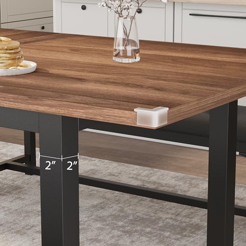 TrailBlaze Space-Saving Extendable Office Desk Set – 5-Piece Modern 63" Table, Upholstered Benches & Stools, Waterproof Mark-Resistant MDF, Metal Frame – Walnut Plate & Black Iron Frame