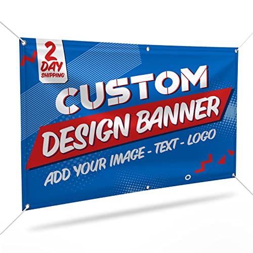 Custom Banners and Signs for Indoor Outdoor w/Any Image, Logo & Text Vinyl Banner | 5 Theme, 15 Font & 25 Background Options | Personalized Banners - 5x6