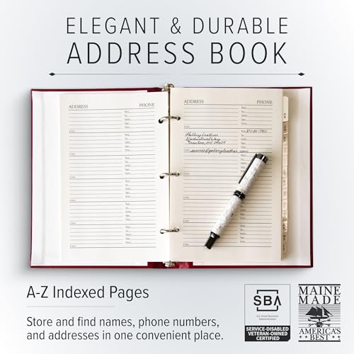 Gallery Leather Large Address Book with Alphabetical Tabs up to 480 Records