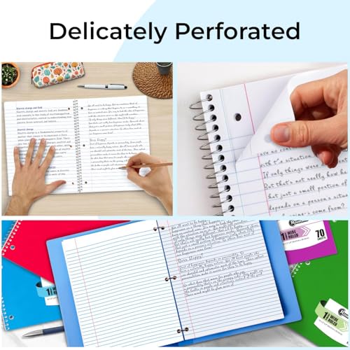 Rosmonde Bulk Spiral Notebook, 24 Pack, 1 Subject, Wide Ruled, 70 Sheets