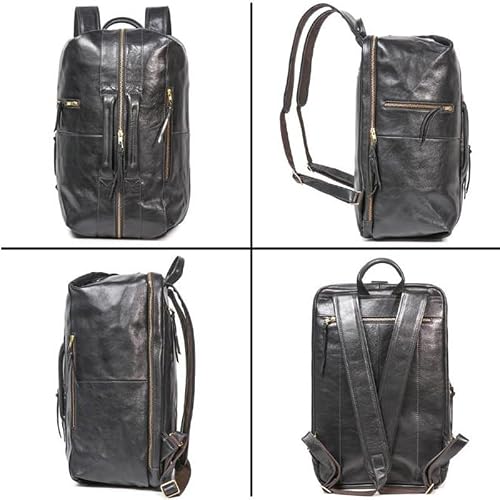 VCDUXMQLK Backpack Tanning Leather Man Leisure Laptop Bag Large Capacity
