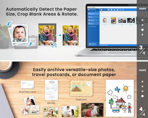 Plustek Photo Scanner ePhoto Z300, Scans 4x6 inch Photos in 2 Seconds, Auto crop and deskew with CCD Sensor, Supports Mac and PC