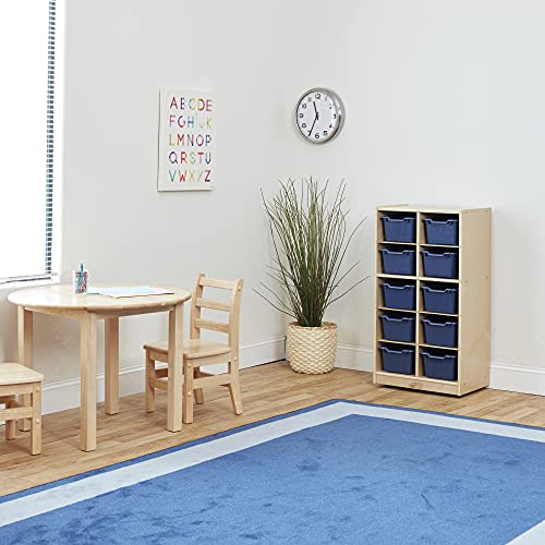 ECR4Kids 10 Cubby Mobile Tray Cabinet and 10 Scoop Front Bins, 5x2, Kids Furniture, Navy