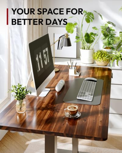 SANODESK Solid Acacia Wood Standing Desk Dual Motor 55.1"x27.6" Brown/Black