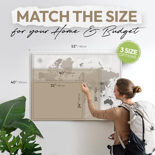 World Travel Wall Map Poster | Push Pin Travel Map Print for Travel Tracking (53 x 40)