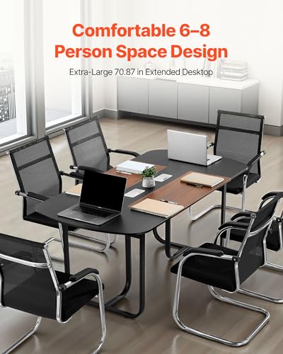 VEVOR Conference Table, 6 ft Oval Office Meeting Table for 6-8 Person, Modern Seminar Desk with Metal Legs, Large Meeting Desk for Office, Boardroom, Conference Room, Easy Assembly, Black & Brown