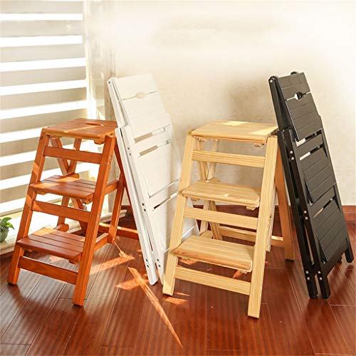LWJQRSP Kitchen Step Stools Step Stools Folding Step Stool for Adult, 2 Stepladders for 378lbs, Wooden Step Stools for Home/Office, Wide Pedal