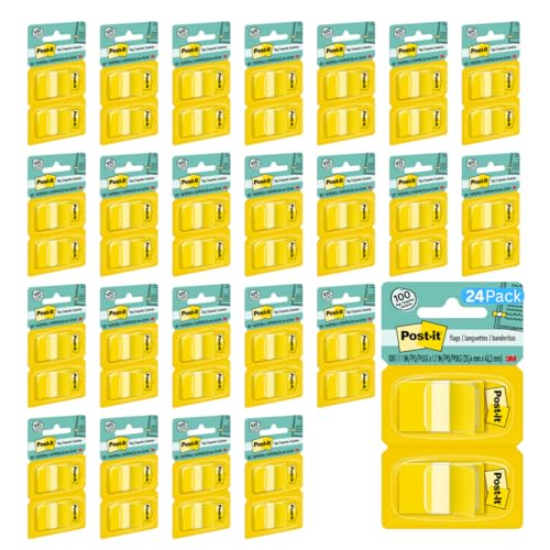 Post-it Flags, 1 in. Wide, Yellow, 24-Pack, Model 680-YW2