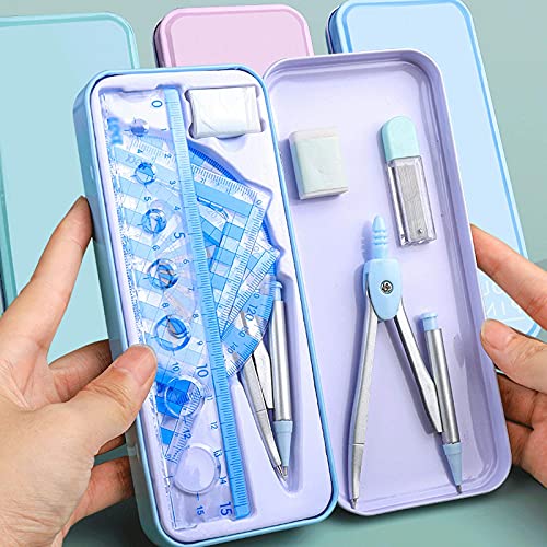 DUHTFCY Math Geometry Kit Set Professional Drawing Set, Compass Set, Student Geometry Math Set, Multifunctional Stationery (Pink)