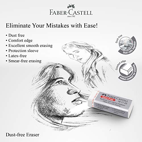 Faber-Castell Dust Free White Eraser (Box of 30) - Soft Erasing, Comfort Edge, Latex Free, Great for Black Lead Erasing for School, Office & Home