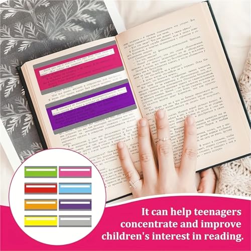 Guided Reading Strips 12-Pack Large Guided Reading Strips, Multicolor Highlight Overlays for Dyslexia & Tracking
