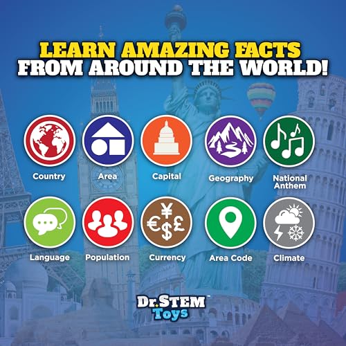 Dr. STEM Toys Interactive Talking Globe with Smart Pen, Game Panel, 300+ Geographic Quiz Questions, Touch & Learn, Music, and More - Educational Toy for Kids Ages 6+