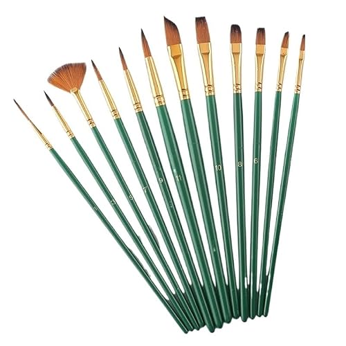 Nylon Hair 12 Combination Art Brush Set Solid Wood Acrylic Paintbrush Sets