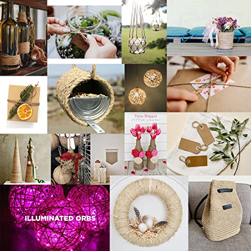 PerkDecor 20Pack 5mm Natural Jute Twine Rope 2100 Feet Twisted Heavy Duty Thick Twine for Cat Scratching Post Tree Craft Projects Garden Home Decoration Packing Bundling (Brown-105Feet/Roll)