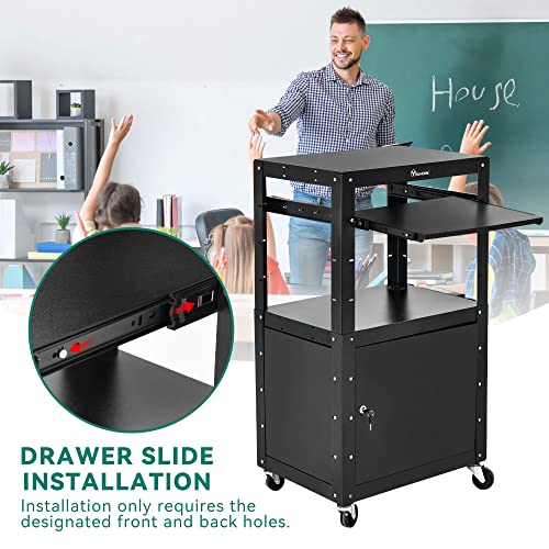 YITAHOME Rolling AV Media Cart w/Wheels Locking Cabinet & 16.4ft Cord Black