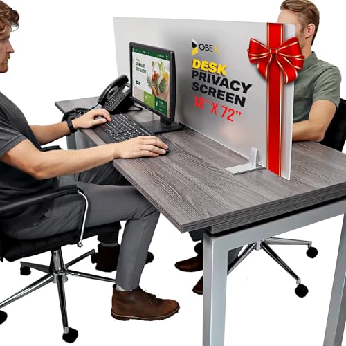 OBEX Acrylic Free Standing Screen, Divider for Desk Privacy Home & Office Partitions for Table Top Workstation, Portable Cubicle Panel for Work, 18" x 72", Frosted