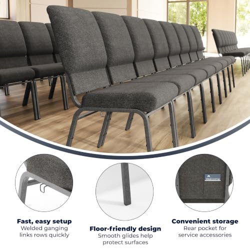 Flash Furniture 18.5 in Wide Church Chair, Black