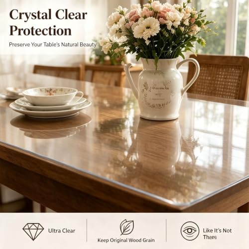 44X74 Inches Clear Office Desk Pad Mat Blotter, Vinyl Table Cover