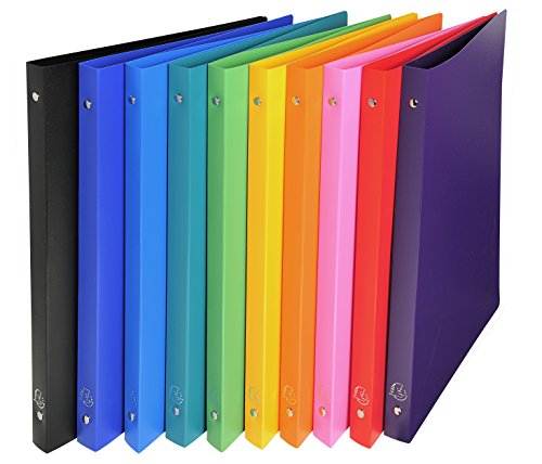 Exacompta Opaque PP Flexible Covers Ring Binder, A4, 4 Rings, 20mm Spine - Assorted Colours, Pack of 20