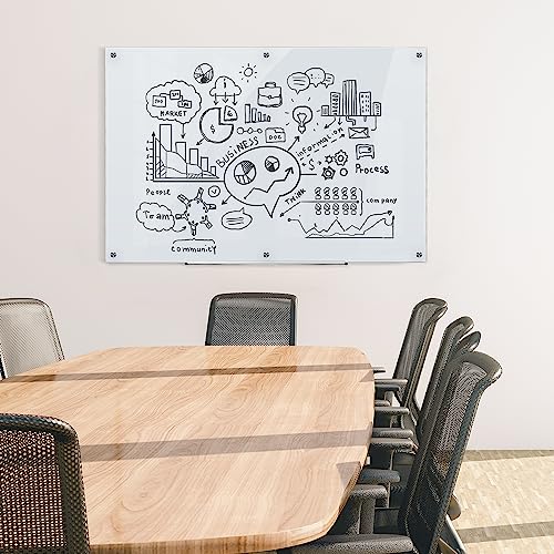Amazon Basics Glass Dry-Erase Board, Magnetic Frameless Whiteboard, Easy to Install, 72" x 48", White