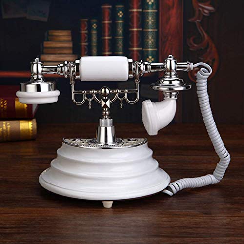 QUANGJN Phone European Telephone Retro Old Villa Antique Telephone Home Wired Landline New Mahogany Metal Bracket Leather Rope