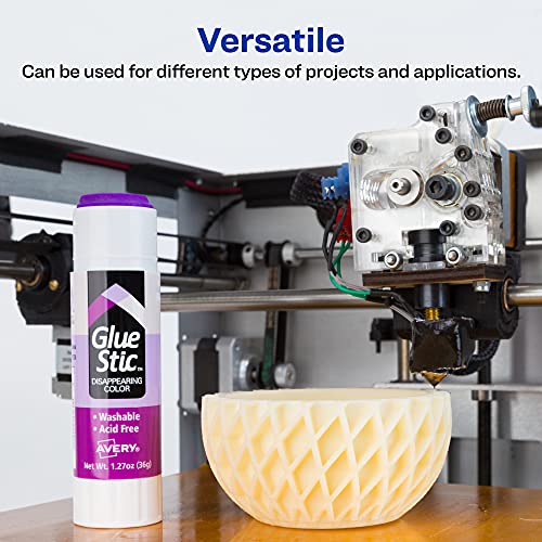 Avery Glue Stic, Disappearing Purple, 36 Grams, 12 Glue Sticks