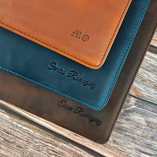Genuine Leather Portfolio Binder, Vintage Leather Binder 3 Ring, Personalized Portfolio Organizer for Men & Women, Custom Padfolio Folder with Name/Logo Engraved (Khaki)