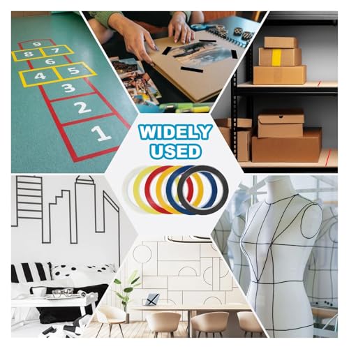 Whiteboard Tape 10 Pcs 66m Whiteboard Tape 3/6mm Pinstripe Graphic Chart Line Grid Marking Tapes for Classroom Office Dry Erase Board Art Crafts(Light Yellow,66mx3mm)