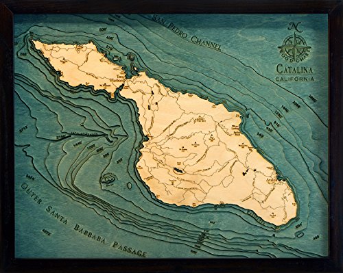 WOODCHART Catalina Island, California 3-D Nautical 16" x 20"