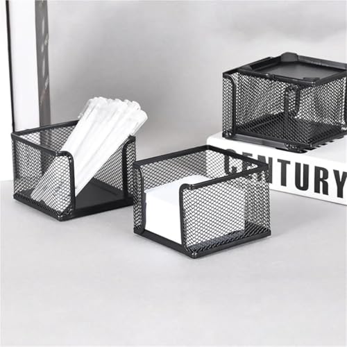 Xuanqiu 2Pcs Black Mesh Memo Pad Organizer for Desk, Metal Sticky Note Holder Office Supply
