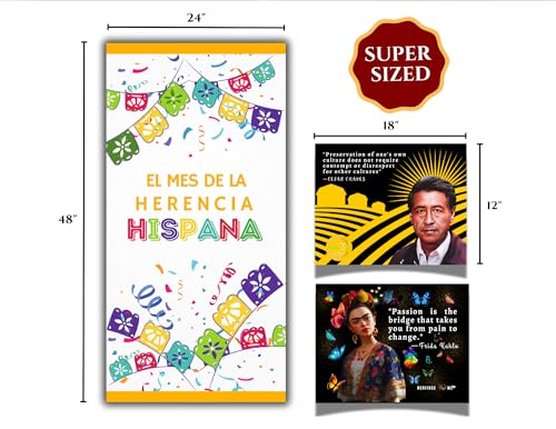 120-PCS Hispanic Heritage Month Educational Trivia & Flashcards, Posters, Worksheets & Banners BDL for Schools & Events | On Hispanic Arts & Culture, Sports, STEM, Activism & More