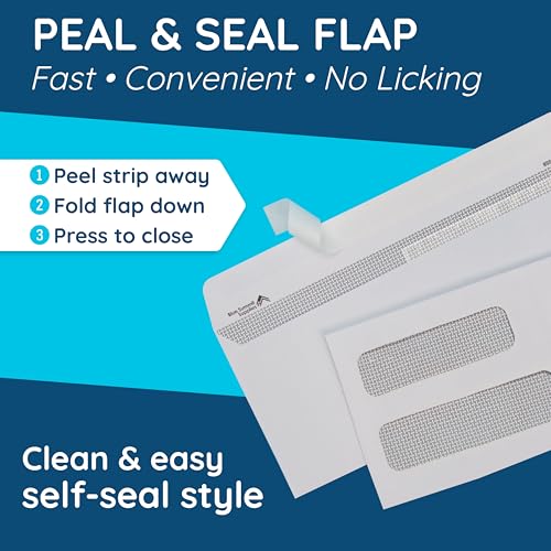 Blue Summit Supplies 500#10 Double Window Security Envelopes, Self Seal